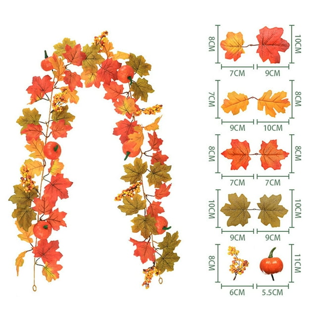 Artificial Maple Leaves Fall Decor - Realistic Silk Pumpkin Leaf Stems - Fade-Resistant Autumn Table Centerpiece for Home, Wedding, Thanksgiving Party Decoration - Vibrant Colors, Eco-Friendly