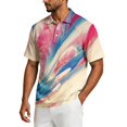 thumbnail image 4 of Tie Dye Polo Shirts for Men Henley Short Sleeve Cotton Linen Tees Causal Vacation Loose T Shirts, M, 4 of 6