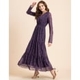 thumbnail image 2 of Moomaya Printed Flared Maxi Dress For Women, V-Neck Long Sleeve, Chiffon Maxi Dress, 2 of 9