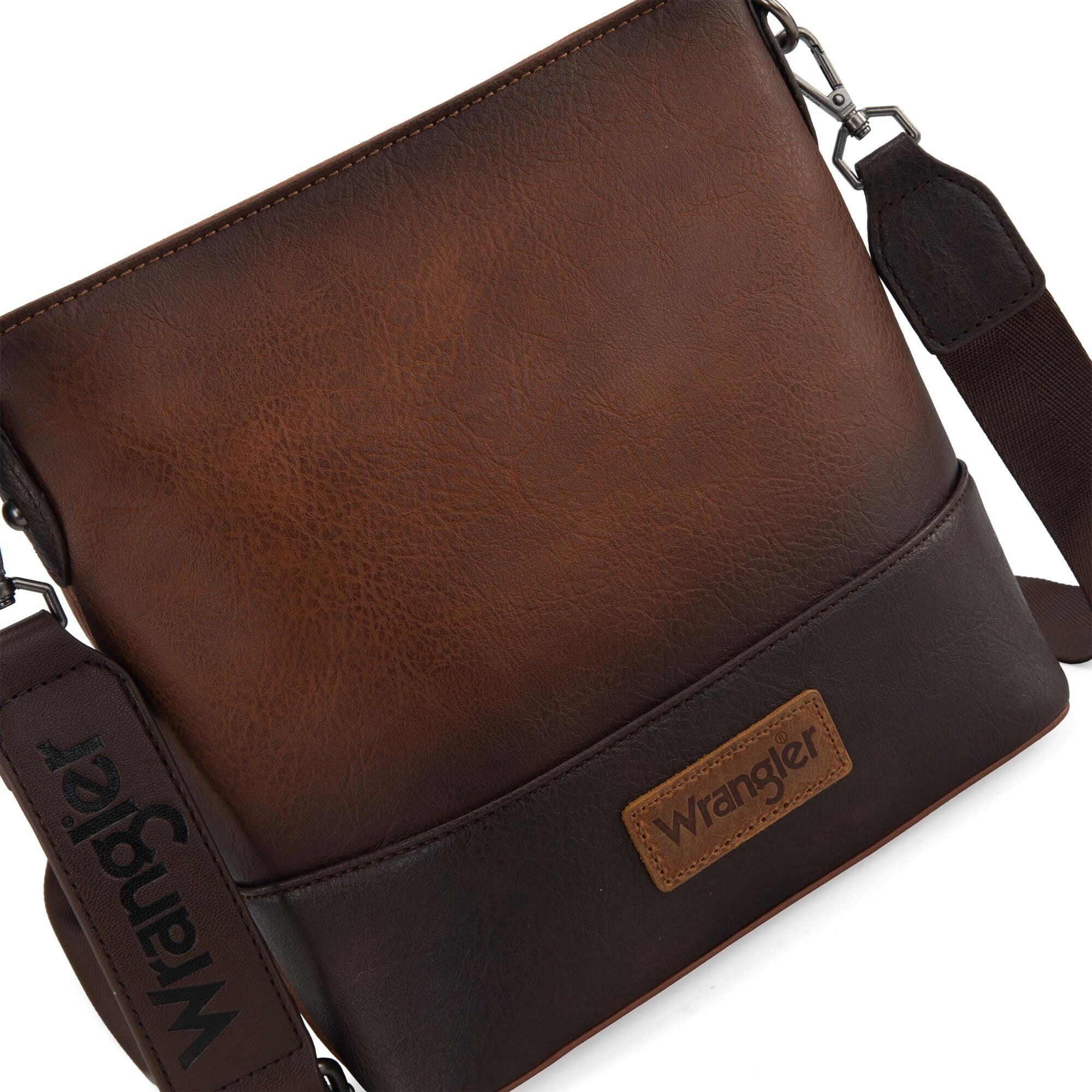 Wrangler Crossbody Purses for Women Two Tone Crossbody Bags Women Purses and Handbags, Brown