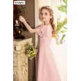 thumbnail image 4 of Vestido de dama de honor junior Fulbymu de manga corta, color rosa empolvado, 4 of 8