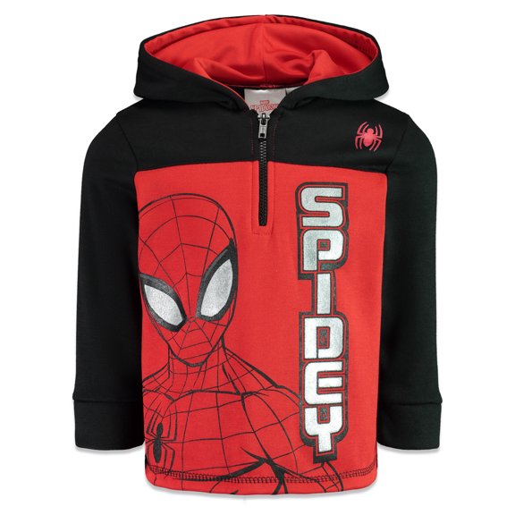 Marvel Spiderman Little Boys Fleece Half-Zip Pullover Hoodie Red/Black 6