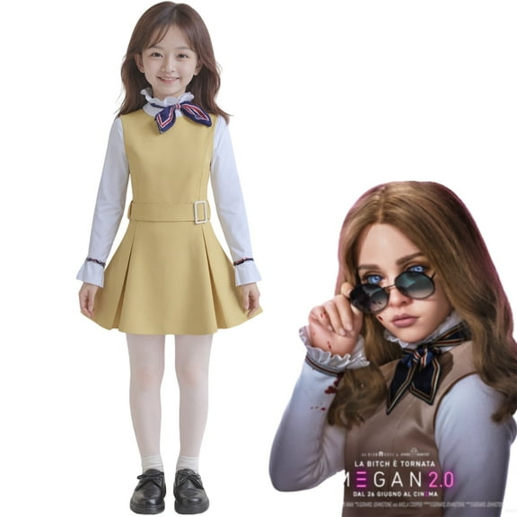 Kids Megan 2.0 Dress Costume Girls Halloween Robot Doll Movie Cosplay Costume
