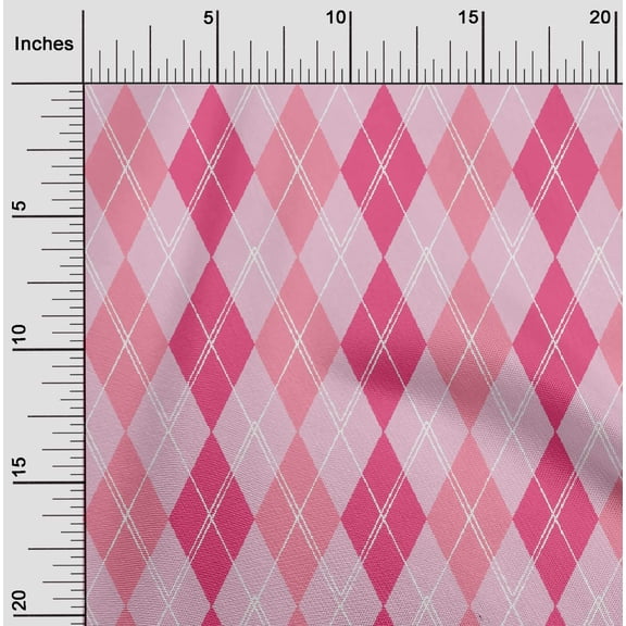 oneOone Polyester Lycra Blush Pink Fabric Argyle Check Sewing Fabric By The Yard Printed Diy Clothing Sewing Supplies 56 Inches Wide