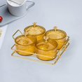 thumbnail image 1 of para servir con tapas, bandeja, contenedor, bandeja para aperitivos, fruta, postre, aperitivos, plato para servir, para encimera, Caddy, 4 tazones dorados Macarena Bandeja de condimentos, 1 of 7