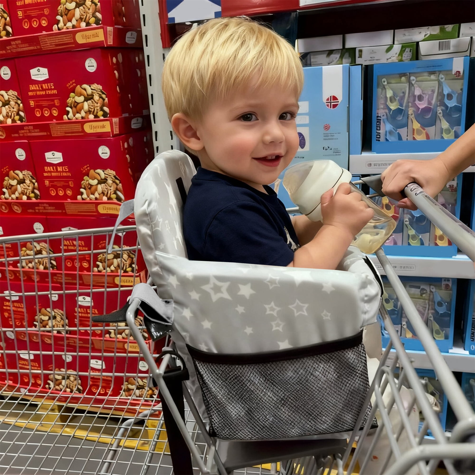 Baby Shopping Cart Cover 2 in 1 High Chair Cover with Clear Phone Pouch Thick Padded Machine Washable Reversible Pattern for Infant Toddler