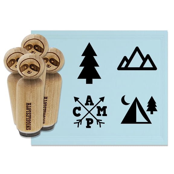 Camping Tent Pine Tree Mountain Range Arrows Rubber Stamp Set for Scrapbooking Crafting Stamping - Medium 1 Inch