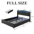 thumbnail image 2 of E-Motie Full Size Bed Frame with Wingback Headboard, Upholstered Platform Bed with 4 Storage Drawers, Led Light & Charging Station, PU Leather, Black, 2 of 11