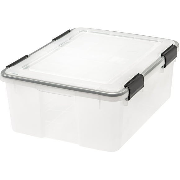 Caja de almacenamiento Iris Ohyama de 30 cuartos de galón WeatherPro Clear