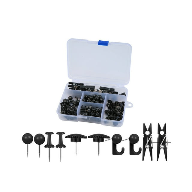Naiovety Push Pin Small Big Head Pin Board Thumbtack ligero Photo Wall Studs resistente al desgaste reutilizable suministros de oficina Artesanía Negro/140 piezas