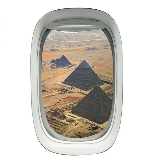 VWAQ Airplane Window View Wall Decal Pyramids Sky View Peel and Stick Aviation Wall Art Airplane Decals VWAQ-A100