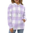 thumbnail image 4 of Lavender Gingham Check Men's Women Vintage 3D Hooded Sweatshirt - All-Season Loose Fit Streetwear, 4 of 6