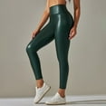 thumbnail image 4 of UJNDER Women's Fashion PU Leather Pants High Waist Solid Color Slim Fit Nightclub Autumn Winter Green XXL, 4 of 8