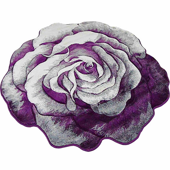 Planet Rugs Round Flower Plush Throw Rug 2'6" x 2'6"