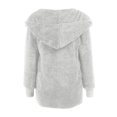 thumbnail image 4 of YDFCWXW Womens Long Sleeve Solid Fuzzy Fleece Open Front Hooded Cardigans Jacket Coats Outerwear with Pocket 2025 Winter Grey, M, 4 of 5