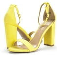 thumbnail image 2 of Women's High Chunky Heel Sandals Ankle Strap Open Toe Platform Pump Sandal Shoes Hi-Chunk Yellow/Suede Size 7, 2 of 6