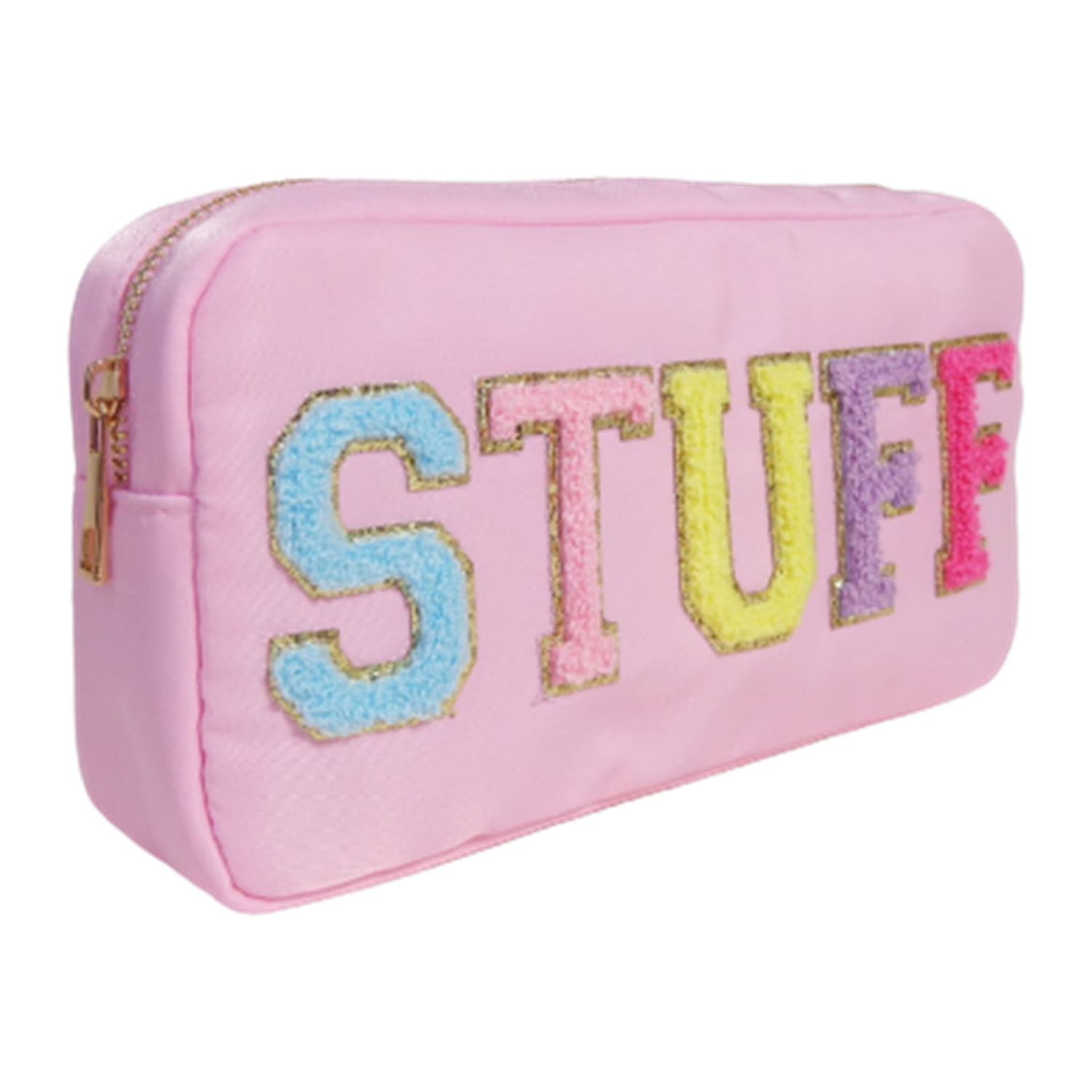 Waterproof Cosmetic Bag Nylon Pouch Patch Cosmetic Bag(Light Pink