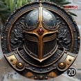 thumbnail image 5 of HELLOYOUNG Metal Wall Art, Medieval Knight Helmet Shield Aluminum Sign with Red Accents, 8 Inch Vintage Decor for Home Bar Cafe Garden Man Cave, 5 of 6