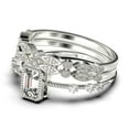 thumbnail image 4 of 2.25 Carat Emerald Cut Diamond Moissanite Thin Engagement Ring, Slim Wedding Ring in 925 Sterling Silver With 18k White Gold Plating Trio Rings Set, Promise Ring, Anniversary Ring, 4 of 4