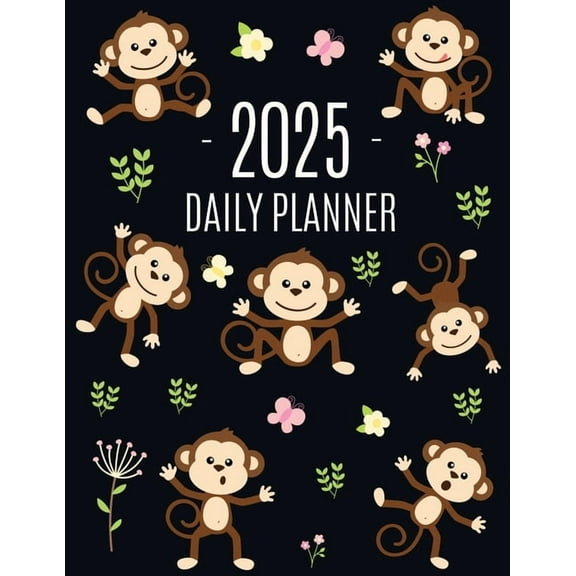 Monkey Planner 2025: Cute Year Organizer with Adorable Apes For an Easy Overview of All Your Appointments! Jungle Animal, (Paperback)