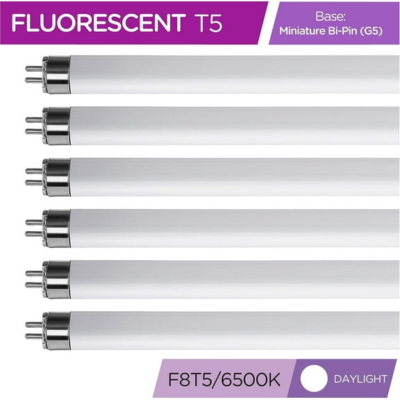 PYYAN-(Pack Of 6) F8T5/D - T5 Fluorescent 6500K Daylight - 8 Watt - 12" Super Long Life Light Bulbs