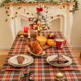 thumbnail image 6 of Red Brown Plaid Christmas Tablecloth 60x84, Tartan Table Cloth Decorations, Winter Holiday Tablecloths for Rectangle Tables Parties Dining Farmhouse Kitchen Decor, 6 of 6