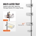 thumbnail image 5 of VEVOR Shower Corner Caddy Tension Pole, 39" to 125" High, Multi-Functional Shower Tension Pole with Strong Load-Bearing Tray, Rust-Proof Easy-to-Install Tension Pole, 5 of 9