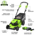 thumbnail image 2 of Greenworks 40V 20-Inch SP Lawn Mower + 12-Inch String Trimmer, 5.0 AH Battery and Charger Included, 2 of 3