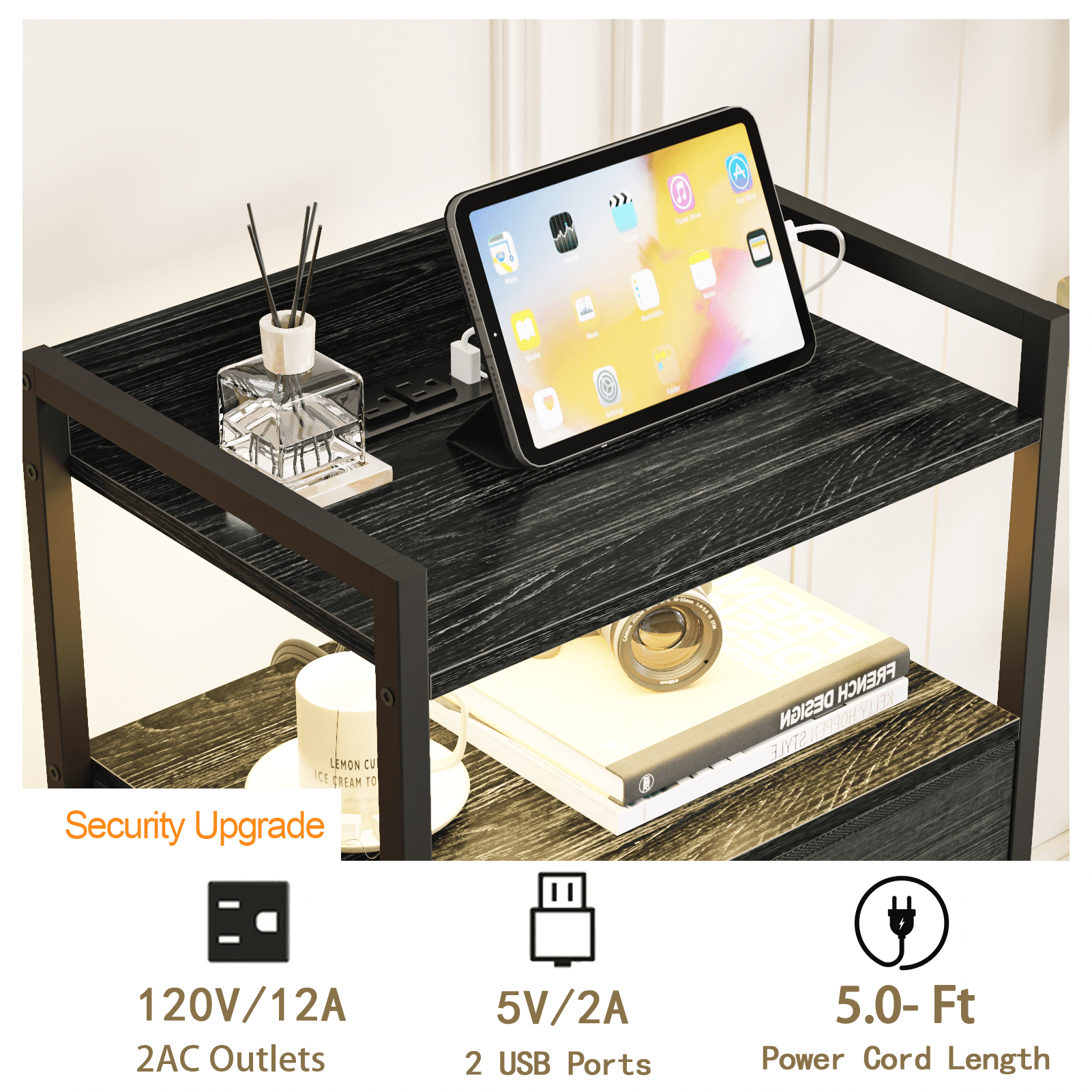 TYDIMOR Tall Dresser for Bedroom, 5 Drawer with Charging Station, Black, Ideal for Adults  (图3)