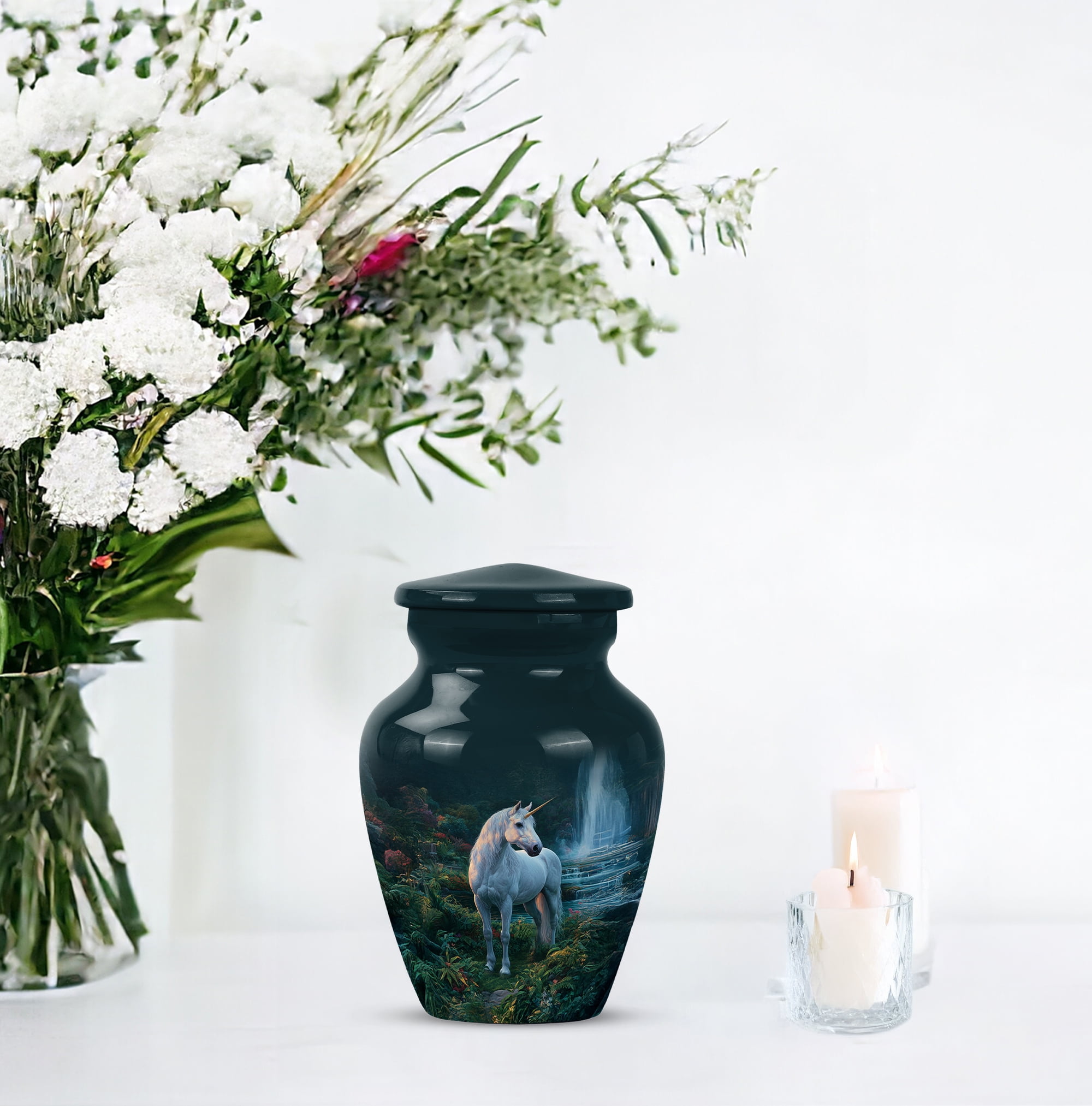 Unicorn Small Keepsake Urn For Adult Male And Female, Blue Mini Urn For Ashes For Women And Man, 3 Inch Miniature Urns For Human Ashes Adult Brother And Sister