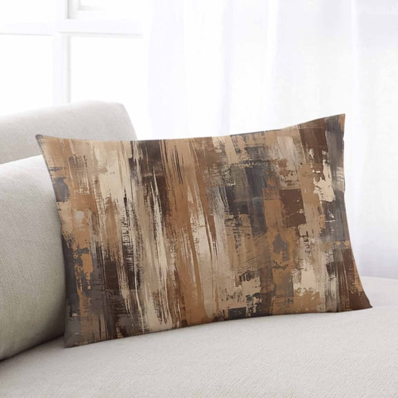 Brown Abstract Throw Pillow Covers, Vintage Geometric Gradient Oil Painting Modern Soft Breathable Pillow Cases with Invisible Zipper, Queen Size Pillowcases for Couch Bed Sofa Chair 20x30 Inches