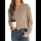 thumbnail image 2 of Tops de Larga para Mujer, Holgados, Bonitos, Gruesos, para Otoño e Invierno, Ropa de Crucero A Caqui M, 2 of 9