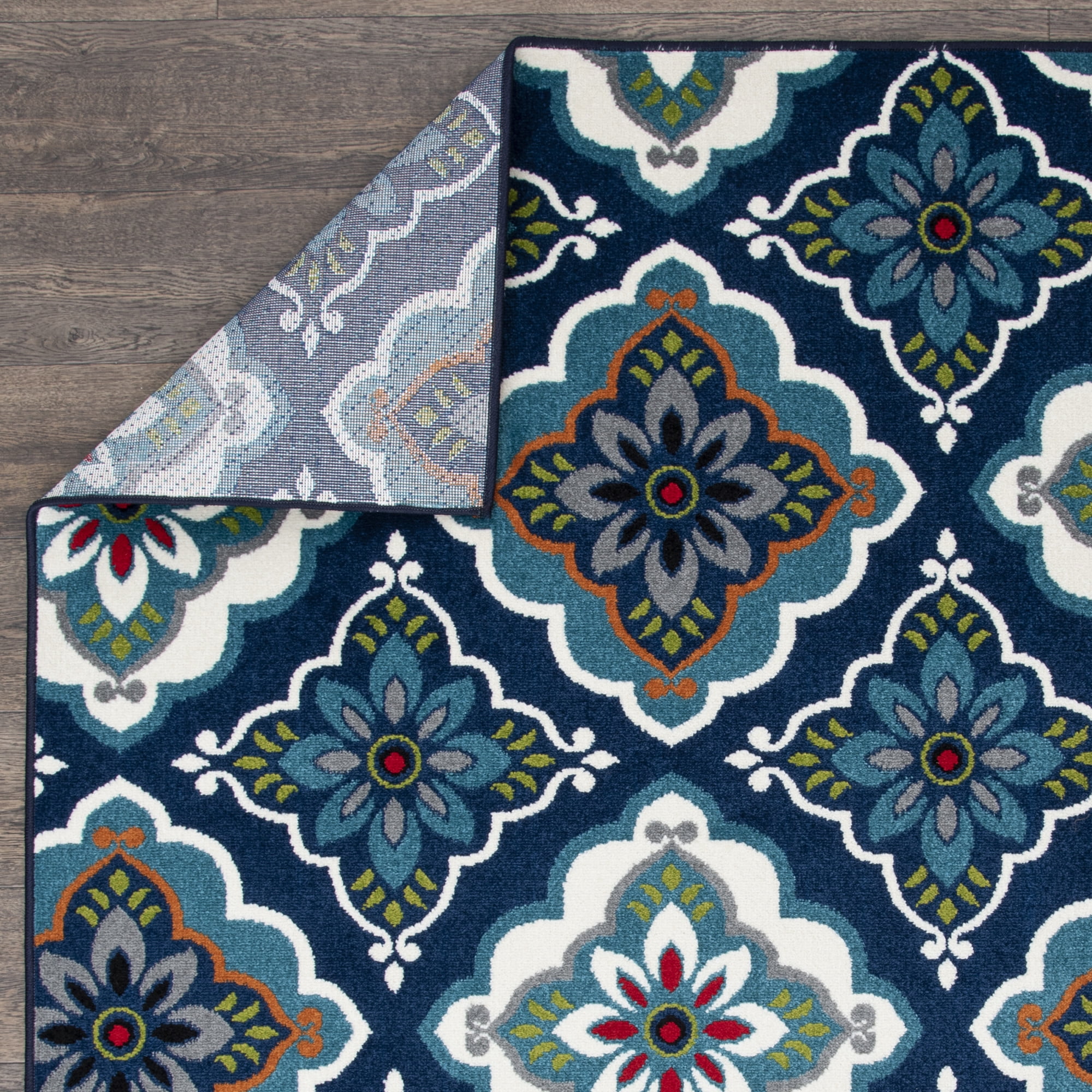 Loomaknoti Terrace Tropic Turberry 4' x 6' Floral Indoor/Outdoor Area Rug , Blue/White