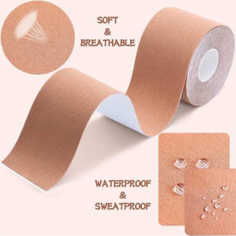 Purgigor Boob Tape, 6.5cm*8m For all Size，Extra-Long Roll Invisible Breast  Lift Tape Skin-Friendly Waterproof Sweatproof Beige 
