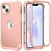 Heavy Duty Case for iPhone 12 Mini, Rugged PC Back Hybrid Soft Silicone Inner Triple-Layers Shockproof Case with Magsafe Wireless Charging Hollow Logo Anti-Scratches Case, Rosegold