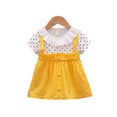 thumbnail image 1 of Bébé Filles Robe d'Été Polka Dot Imprimé Col Rond Manches Courtes Princesse Robes Faux Deux Pièces, 1 of 9
