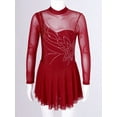 thumbnail image 3 of iEFiEL Girls Shiny Sequins Gymnastics Leotard Lyrical Ballet Dance Dress Long Sleeve Figure Ice Skating Costume Burgundy 6, 3 of 7