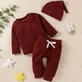 thumbnail image 4 of Towmus Toddler Baby Boy Fall Winter Clothes Corduroy Outfits Casual Solid Color Pullover Sweatshirt Tops Pants Hat 3Pcs Sets, 4 of 4