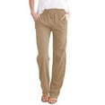 thumbnail image 1 of FJUCHAI Women'sPlus Size Linen Pants Women's Wide Leg Pants Plus Size Linen Drawstring Cropped Pants Drawstring Trousers Culottes S-XXXL, 1 of 9