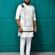 thumbnail image 3 of Camisa Dashiki de manga larga Sailing conjunto de pantalón blanco traje de 2 piezas para hombre Yj5-2, 3 of 3