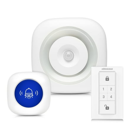 Wireless Smart Home Security Alarm System, 3 in 1 Night Light Doorbell Infrared PIR Motion Sensor Detector Alert with 52 Chimes Call Button and