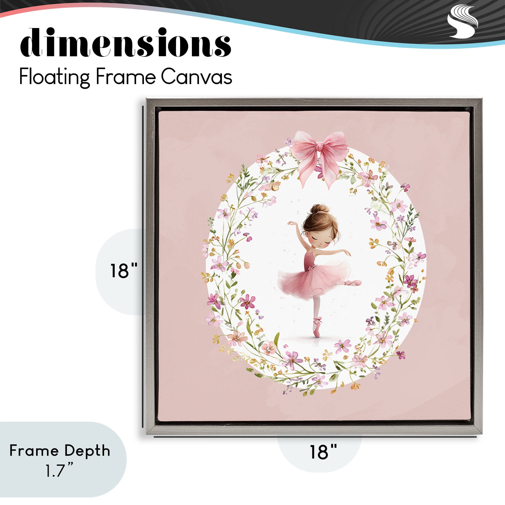 Stupell Industries Ballet Dancing Princess Gray Framed Floater Canvas Wall Art, design by Christine Simpson Art
