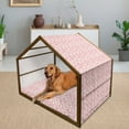 thumbnail image 2 of Abstract Pet House, Hipster Style Inspirations Brush Stroke Stripes Watercolor Paint Smears Vintage, Outdoor & Indoor Portable Dog Kennel with Pillow and Cover, 5 Sizes, Coral White, by Ambesonne, 2 of 4