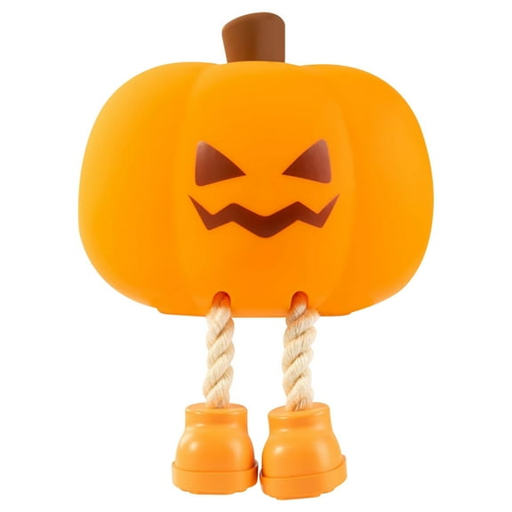 Uutvery Mischievous Grinning Pumpkin Night Light,Cute Halloween Decors, Led Pumpkin Lights with Feet Phone Holder Decorations,3 Levels of Brightness, Rechargeable Bedside Touch Lights