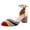 Gold Rainbow, variant on FSJ Women Chic Block Chunky Low Heels Pumps Rainbow Pointed Closed Toe Ankle Strap Buckle D'Orsay Sandals Multicolor Ladies Party Office Shoes Size 8 Gold Rainbow