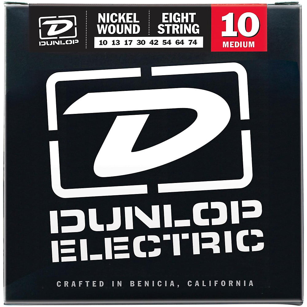 Dunlop - DEN1074 - Nickel-Plated Steel Medium Electric Guitar 8-String Set - 6 Pack - .010-.074