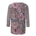 thumbnail image 5 of Fall Clothes Women!Homenesgenics Tops for Women Long Sleeve Plus Size Ladies' Fashion Printed Round Neck Three Quarter Sleeve 3/4 Sleeve T-Shirt Loose Purple L, 5 of 5