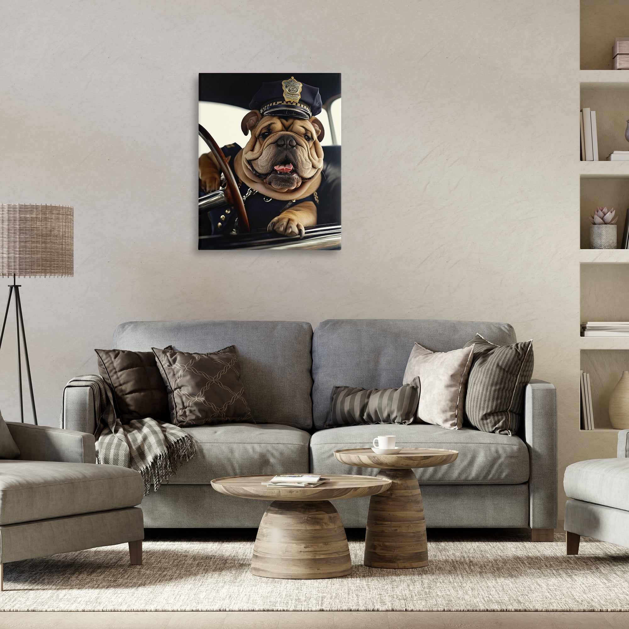 Stupell Industries Police Dog in Car Animals & Insects Painting Gallery Wrapped Canvas Art Print Wall Art, 24 x 30
