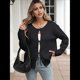 thumbnail image 5 of Suéteres para Mujer, Modernos, Otoño-Invierno, con Abertura Frontal, Larga, Botones, Chaqueta Corta para Dama. Negro L, 5 of 9