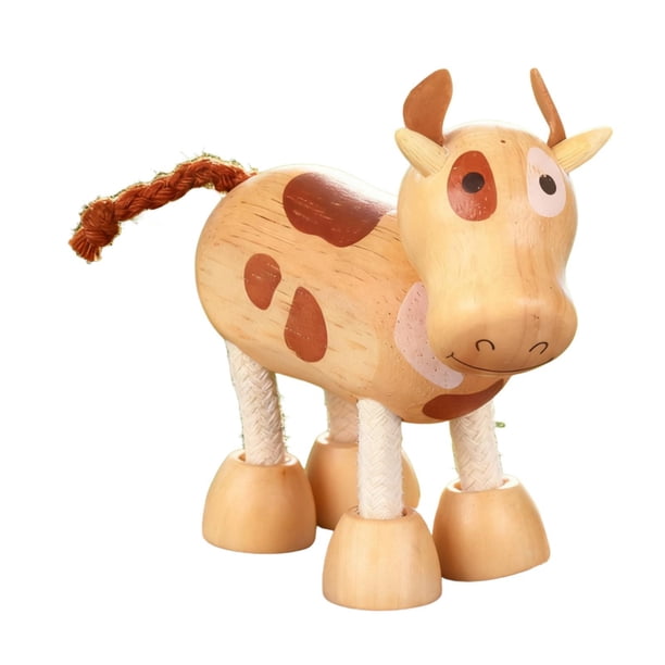 Figura de Vaca Animal de Madera con Diseño Posable Juguete Educativo para Desarrollar Habilidades Motoras Fomenta la Imaginación y el Reconocimiento Animal para Regalar O Adornar Espacios